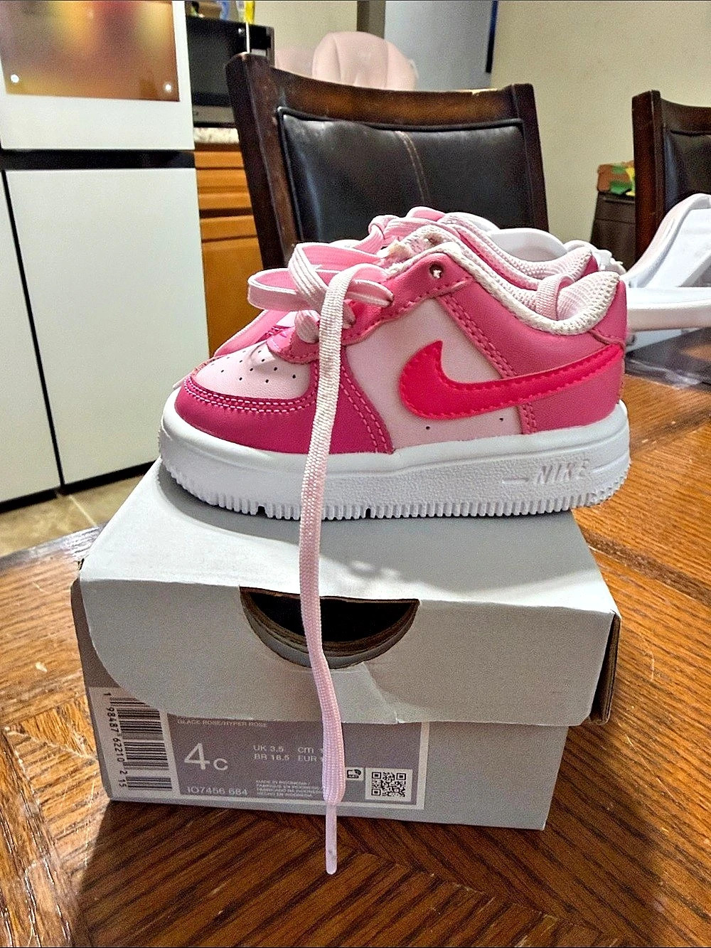 Nike Air Force 1 Pink & White Baby 4C Like New